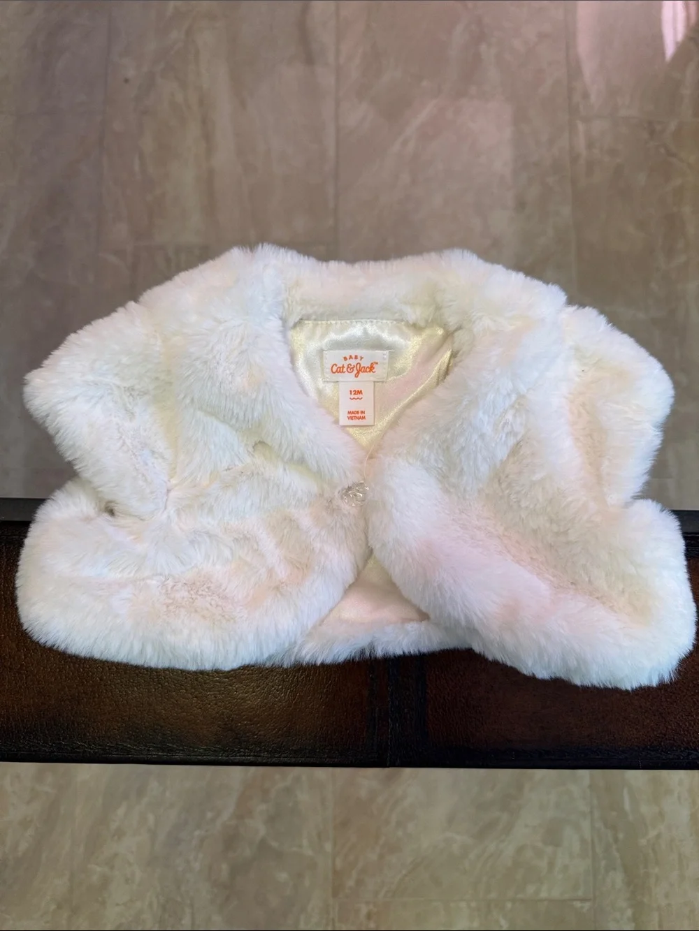 Cat & Jack Cream Faux Fur Shrug with Snap